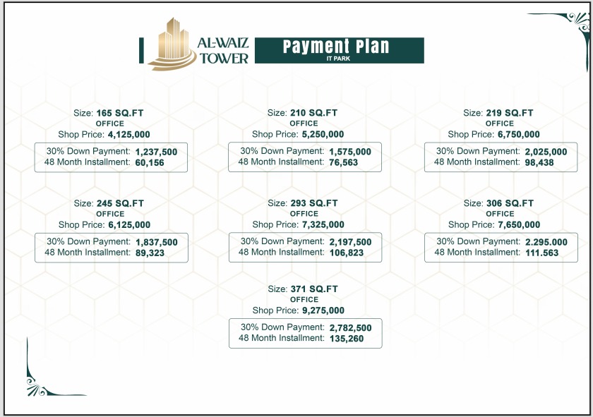 Al Waiz Tower Bahria Town Payment Plan